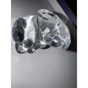 BACCARAT Crystal Bunny RABBIT Glass Paperweight Clear Figurine France Animal